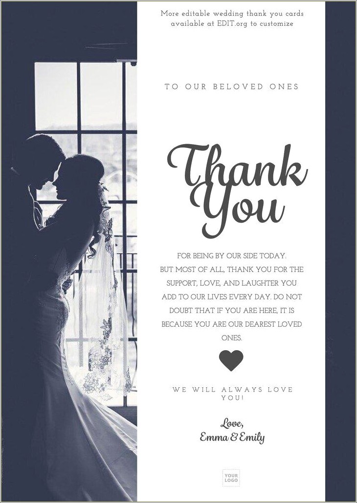 Free Printable Wedding Thank You Card Templates