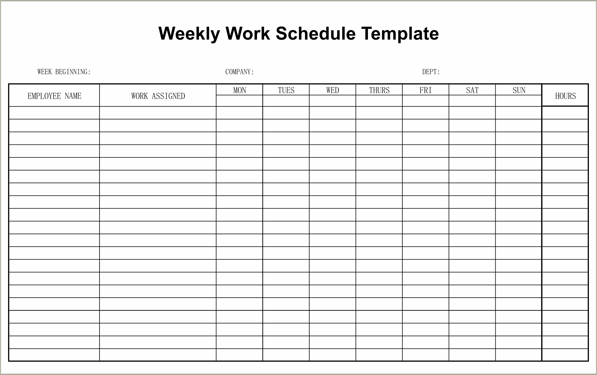 Free Printable Weekly Employee Work Schedule Template