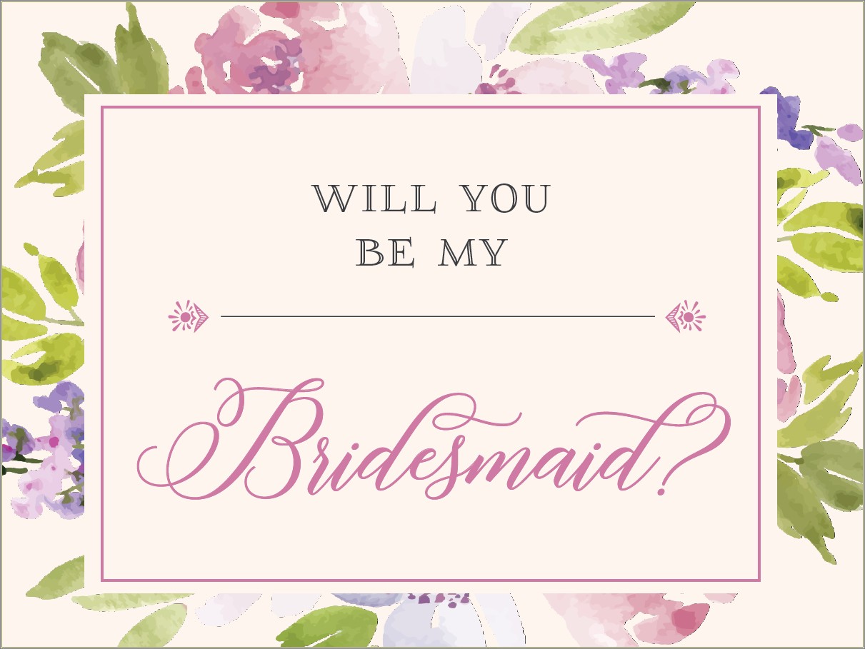 Free Printable Will You Be My Bridesmaid Template