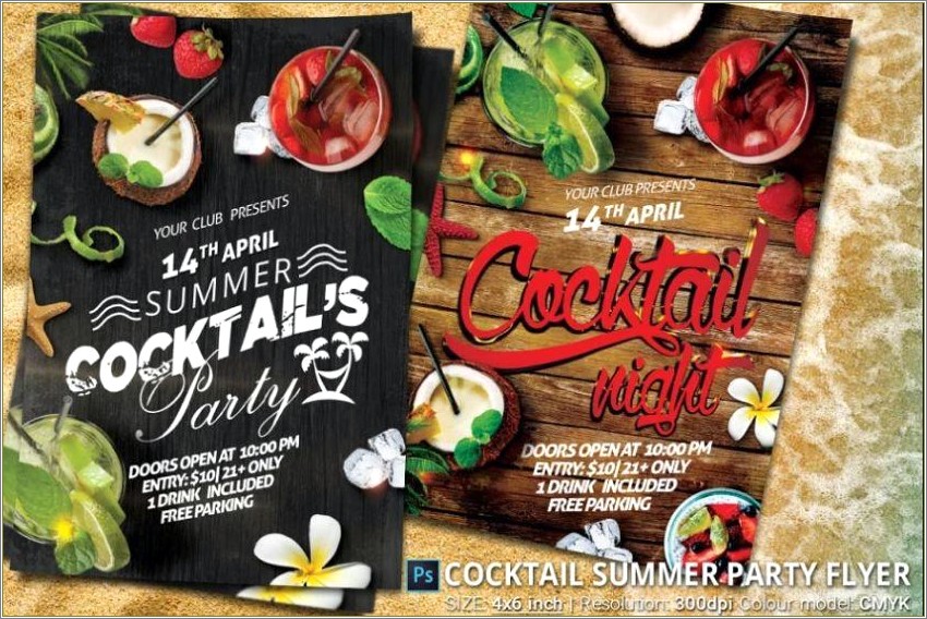 Free Printable Word Template Cocktail Party Flyer