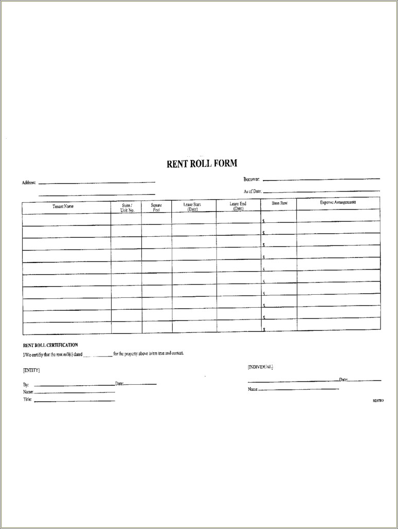 Free Program For A Rent Roll Analysis Template