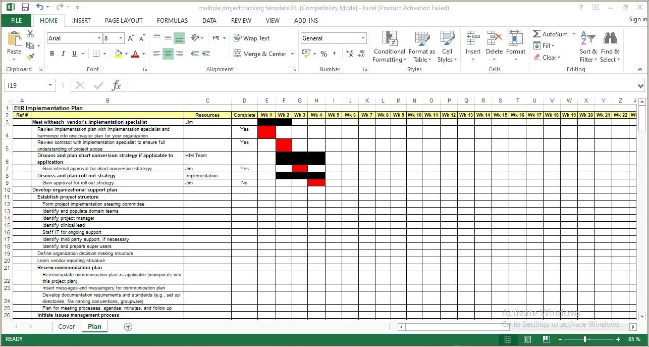 Free Project Management Templates Excel 2007 Gaant