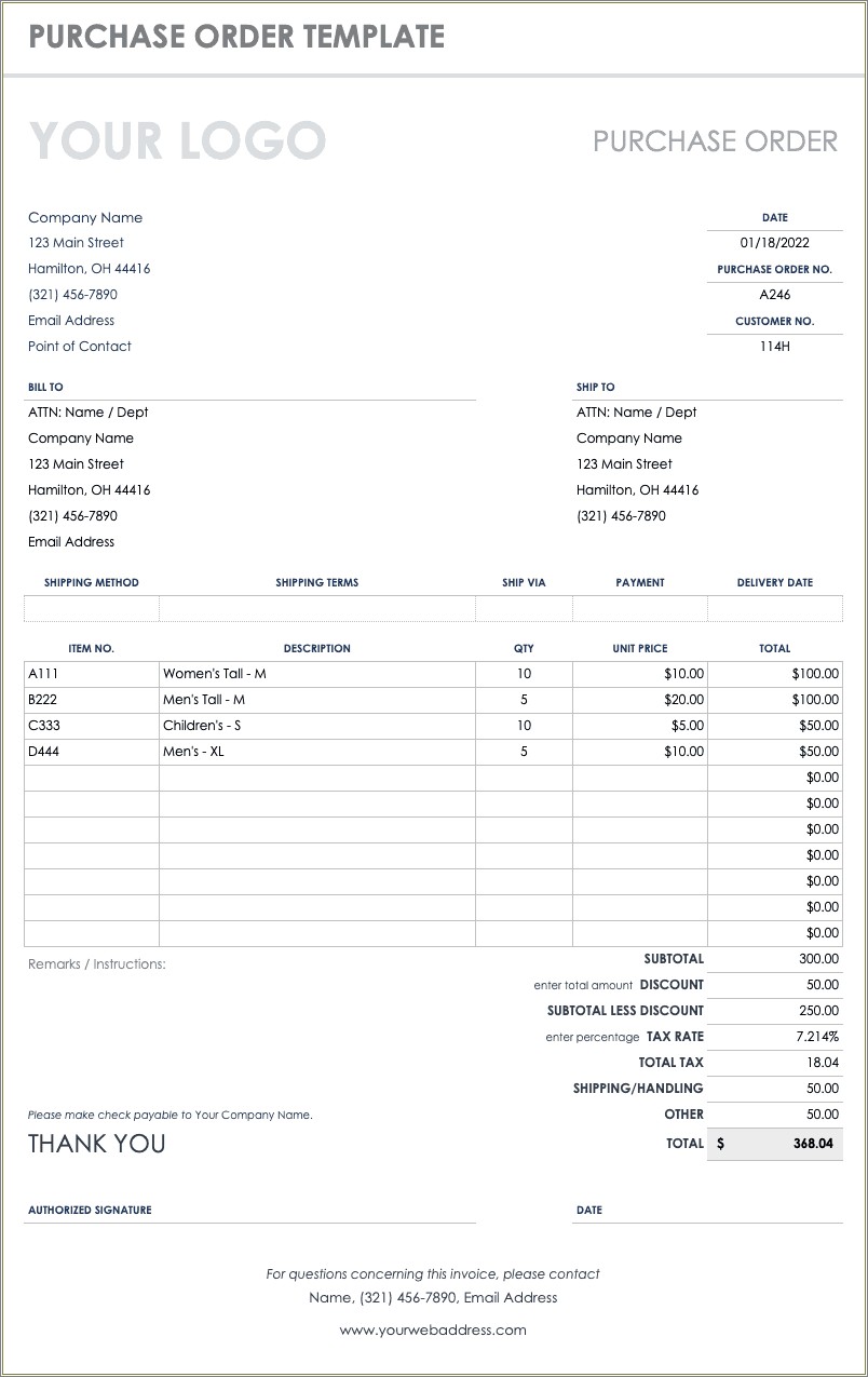 Free Purchase Order Forms Templates For Open Office