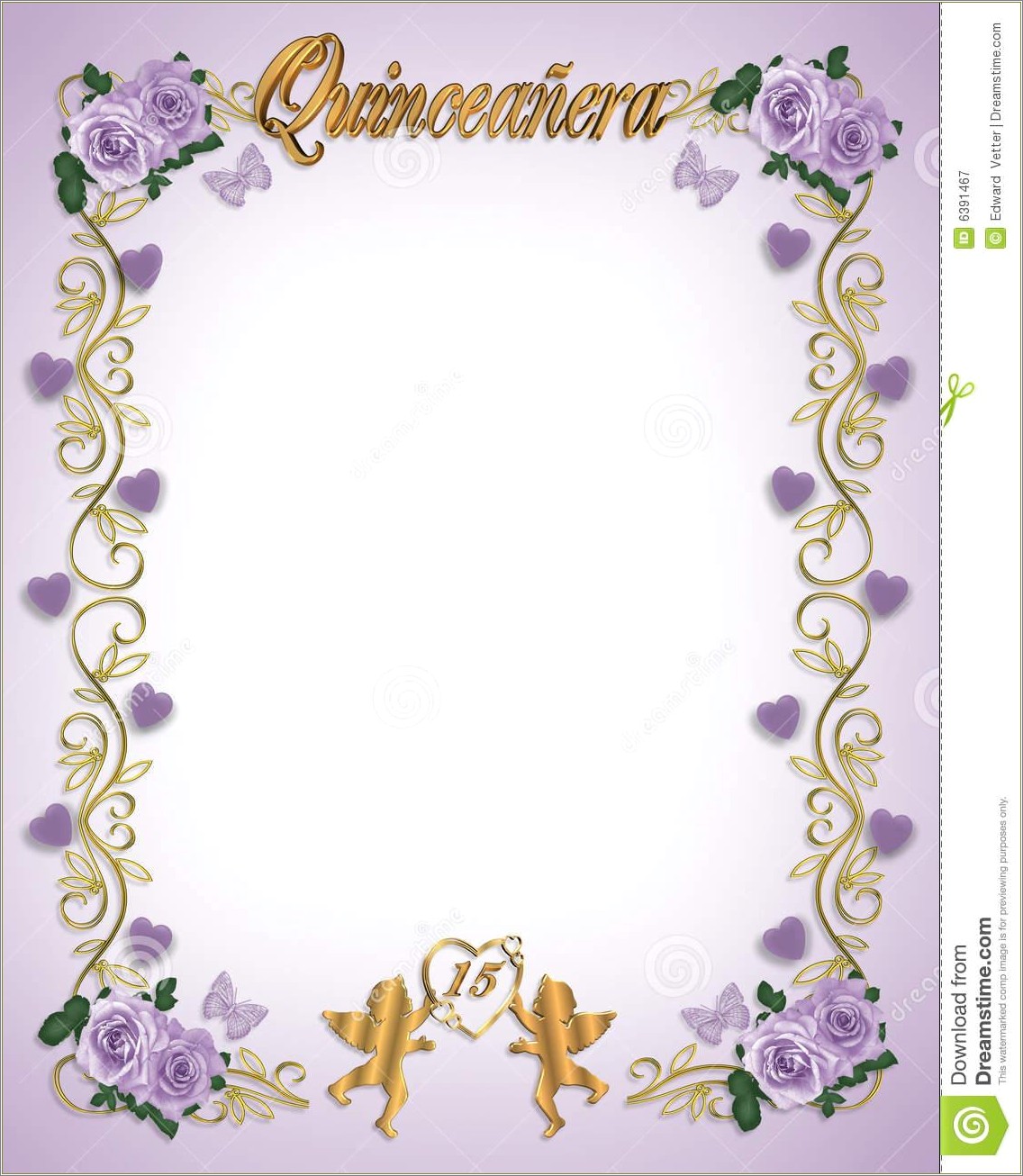 Free Quinceanera Template With A Silver Border