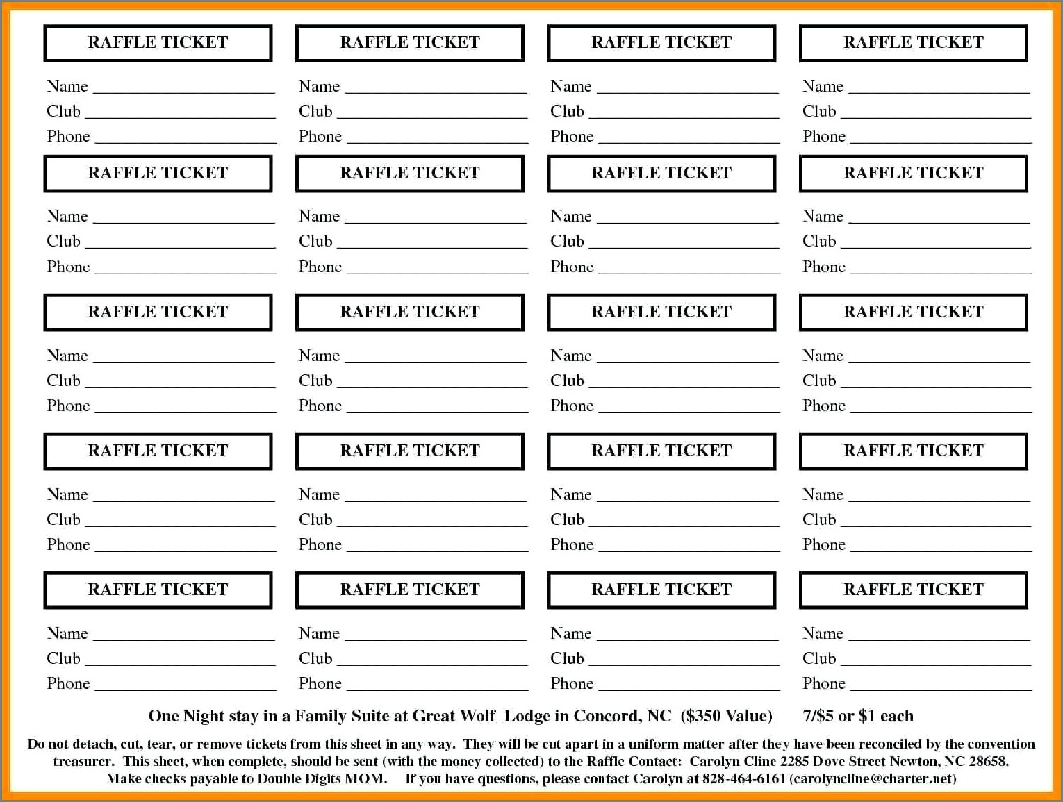 Free Raffle Ticket Template For Word 2010