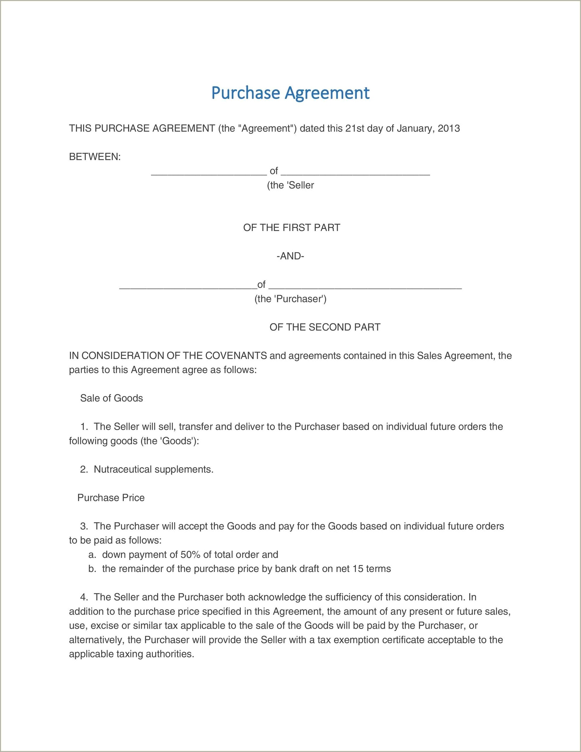 Free Real Estate Buy Sell Agreement Template
