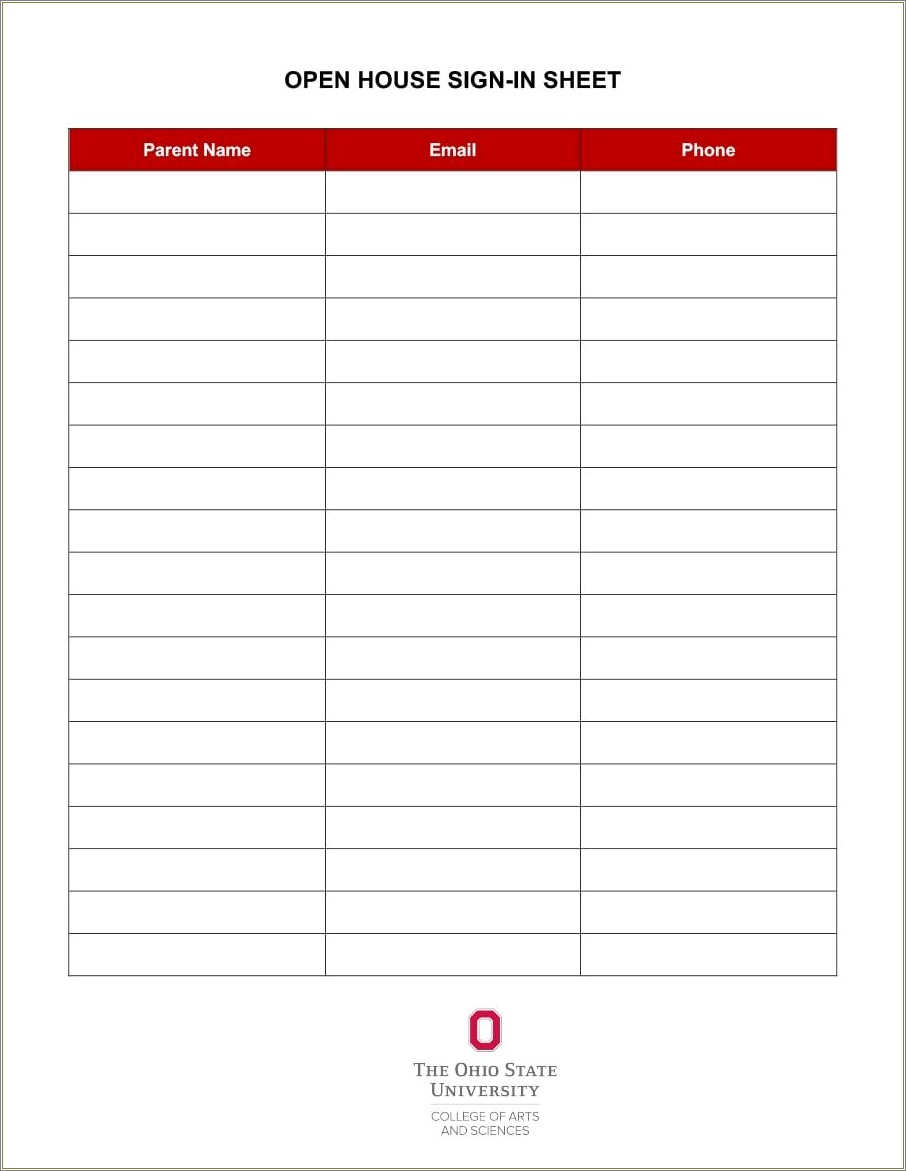Free Real Estate Sign In Sheet Template
