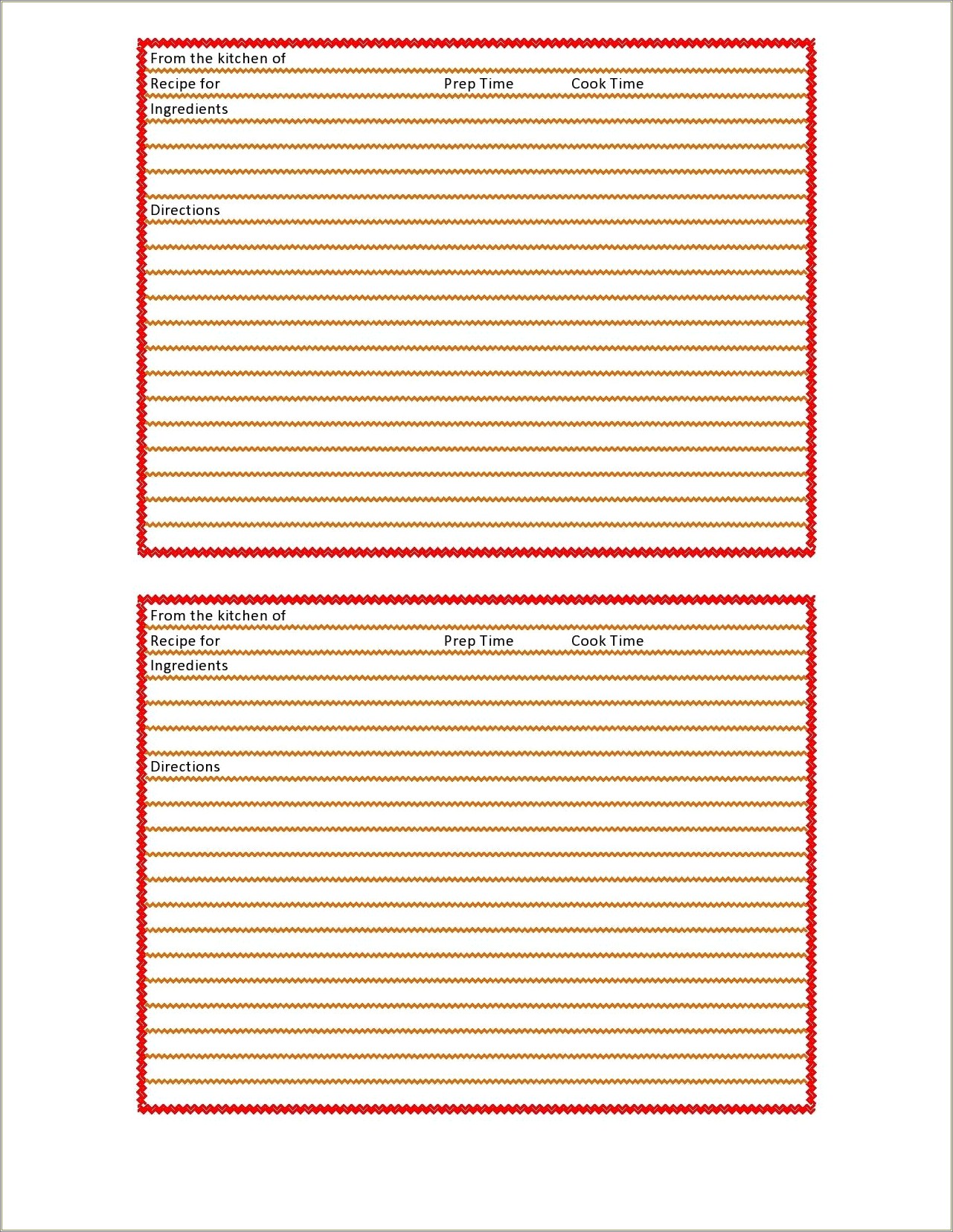 Free Recipe Card Template To Complete & Email