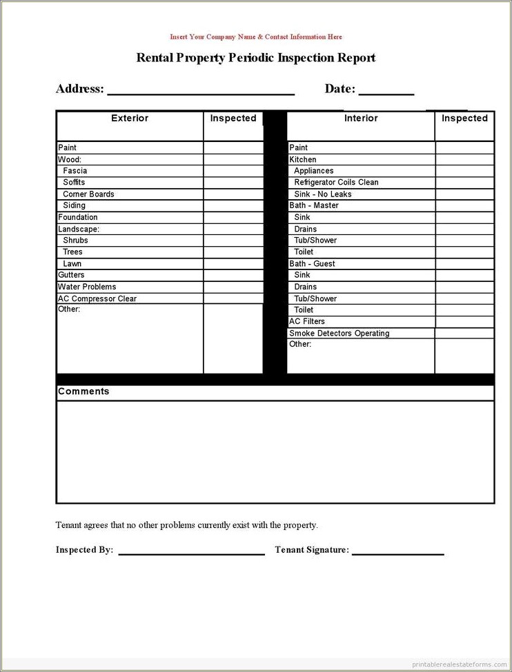 Free Residential Routine Lease Inspection Checklist Template