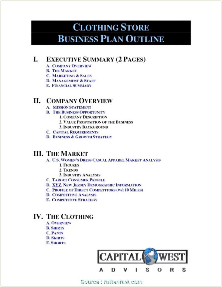 Free Retail Clothing Store Business Plan Template