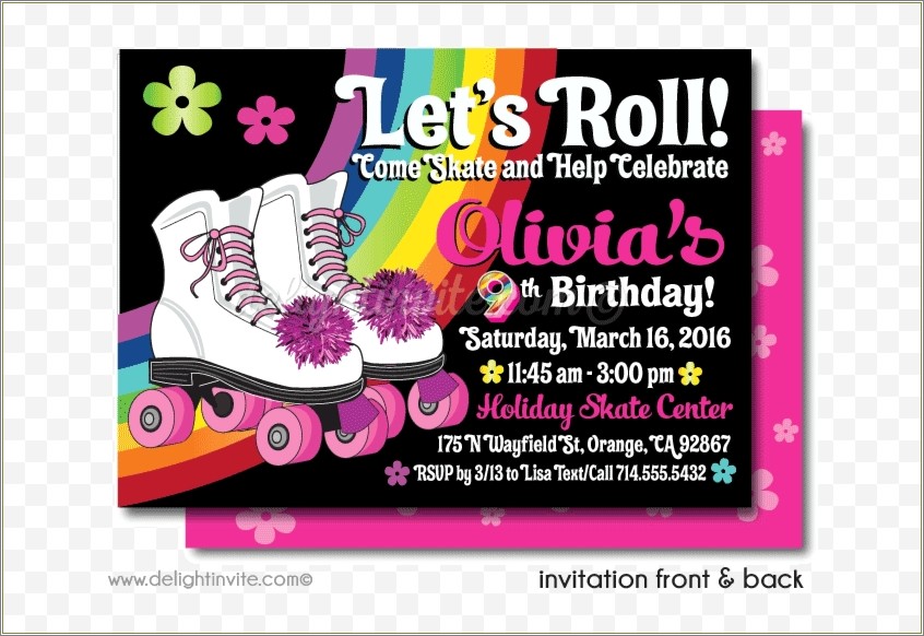 Free Roller Skating Birthday Party Invitation Template
