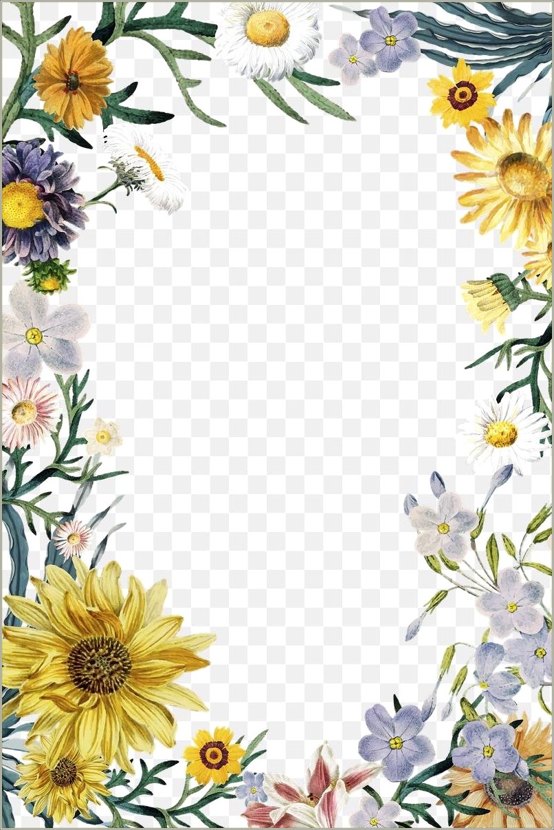 Free Romantic Floral Design Border Word Template