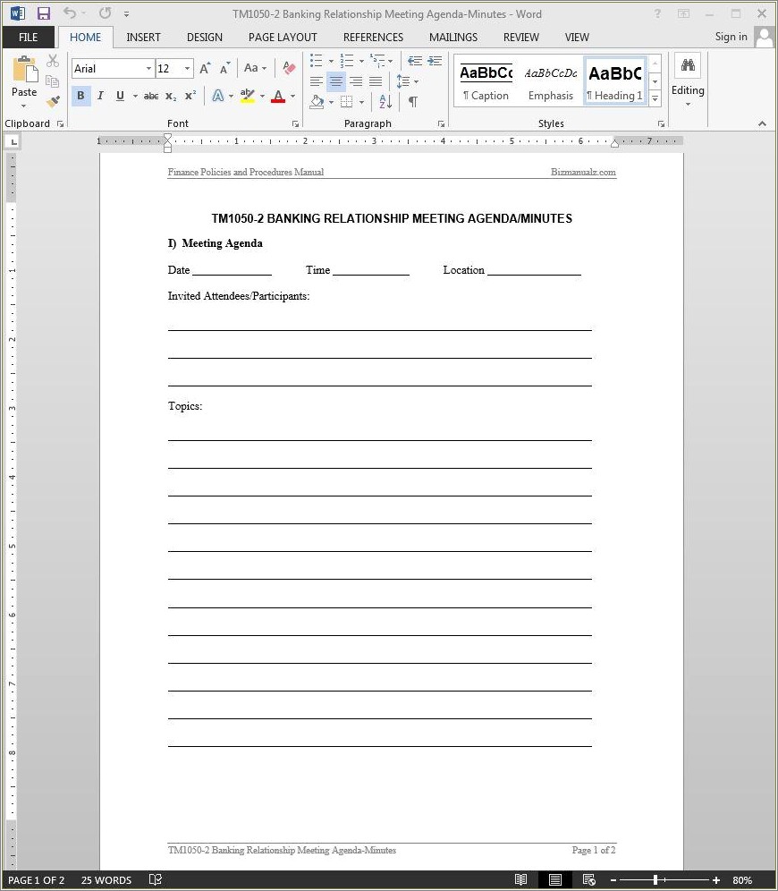Free Sample Example Minutes Of Meeting Template