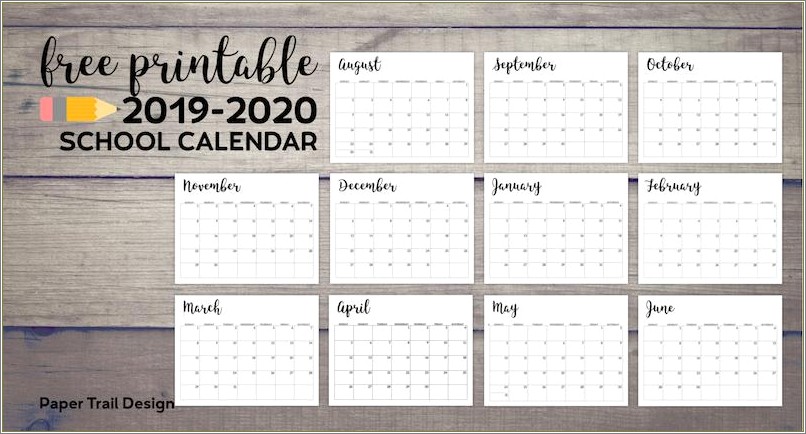 Free School Printable 2019 2020 Calendar Template Word
