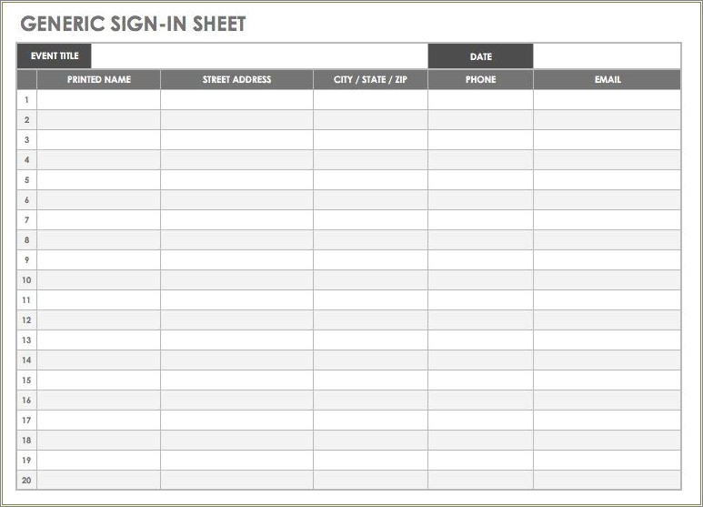 Free Sign In Sheet Template Download No Hassle