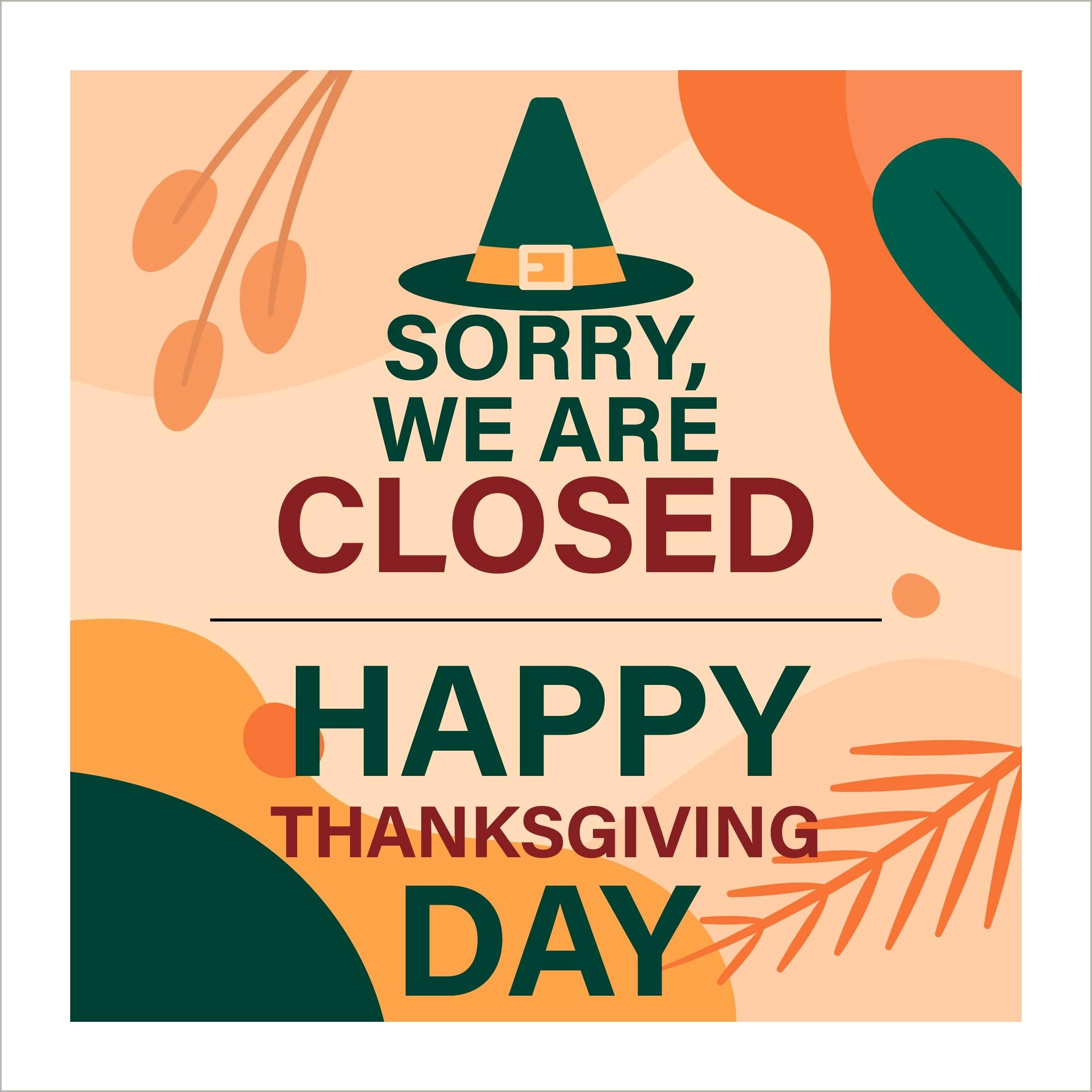 Free Simple Closed For Thanks Giving Templates