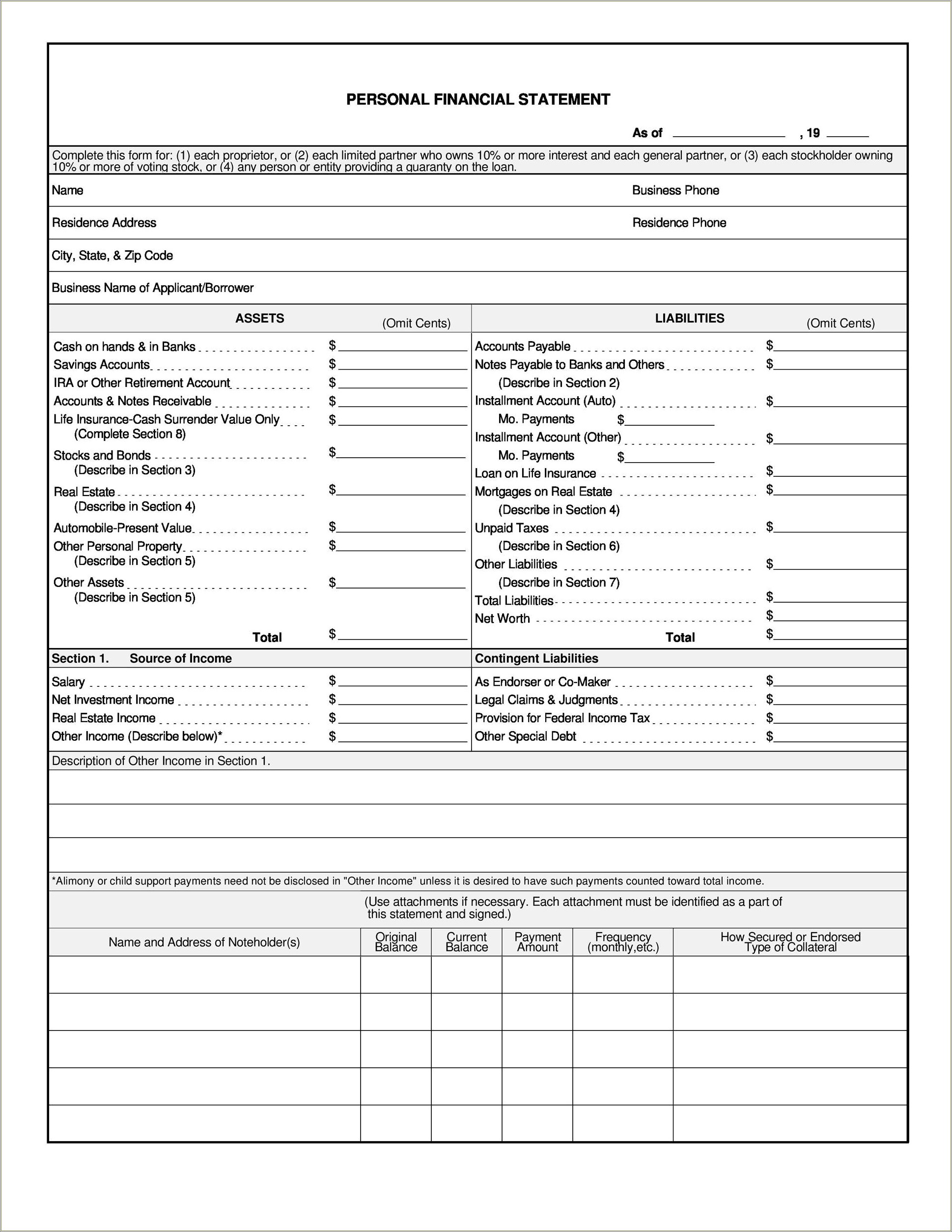 Free Simple Personal Balance Sheet Template For Excel