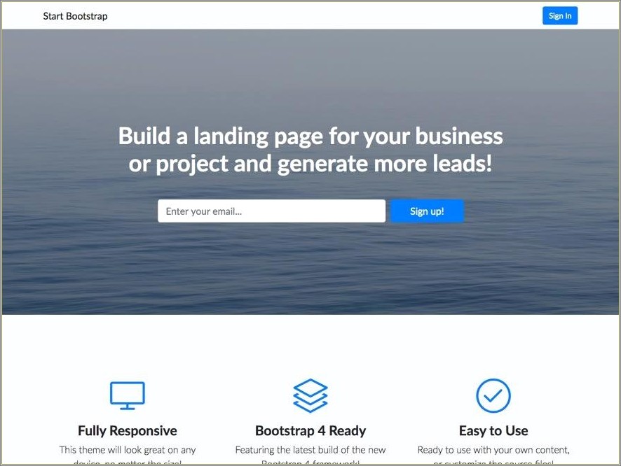 Free Single Page Html Template Bootstrap 4
