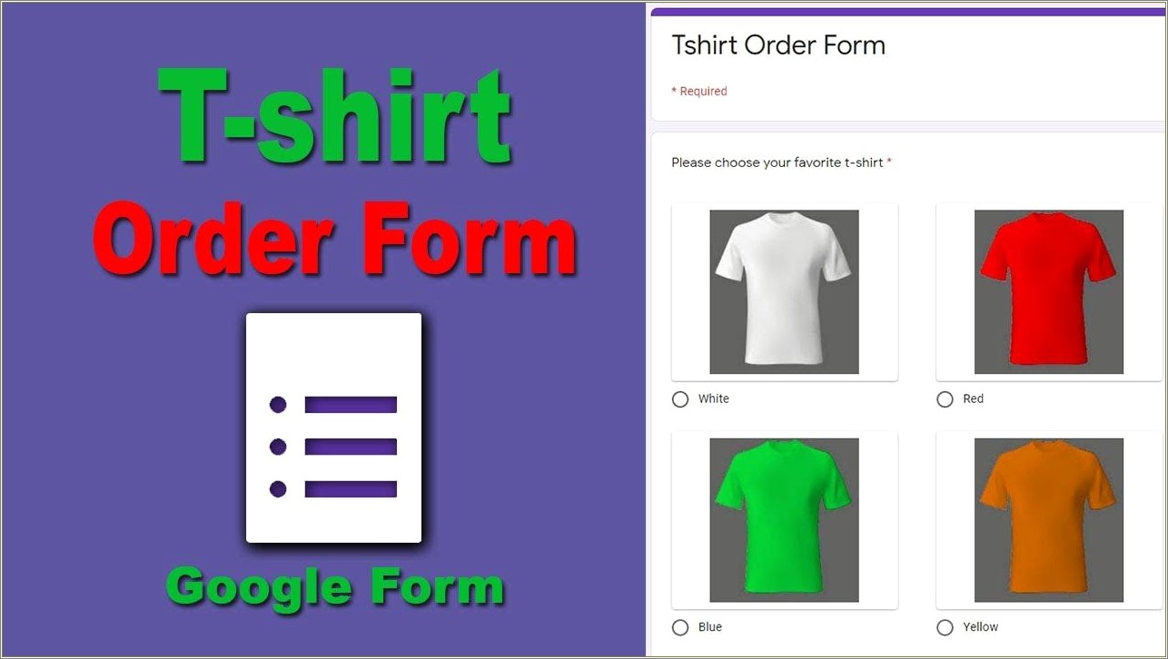 Free T Shirt Order Form Template Excel