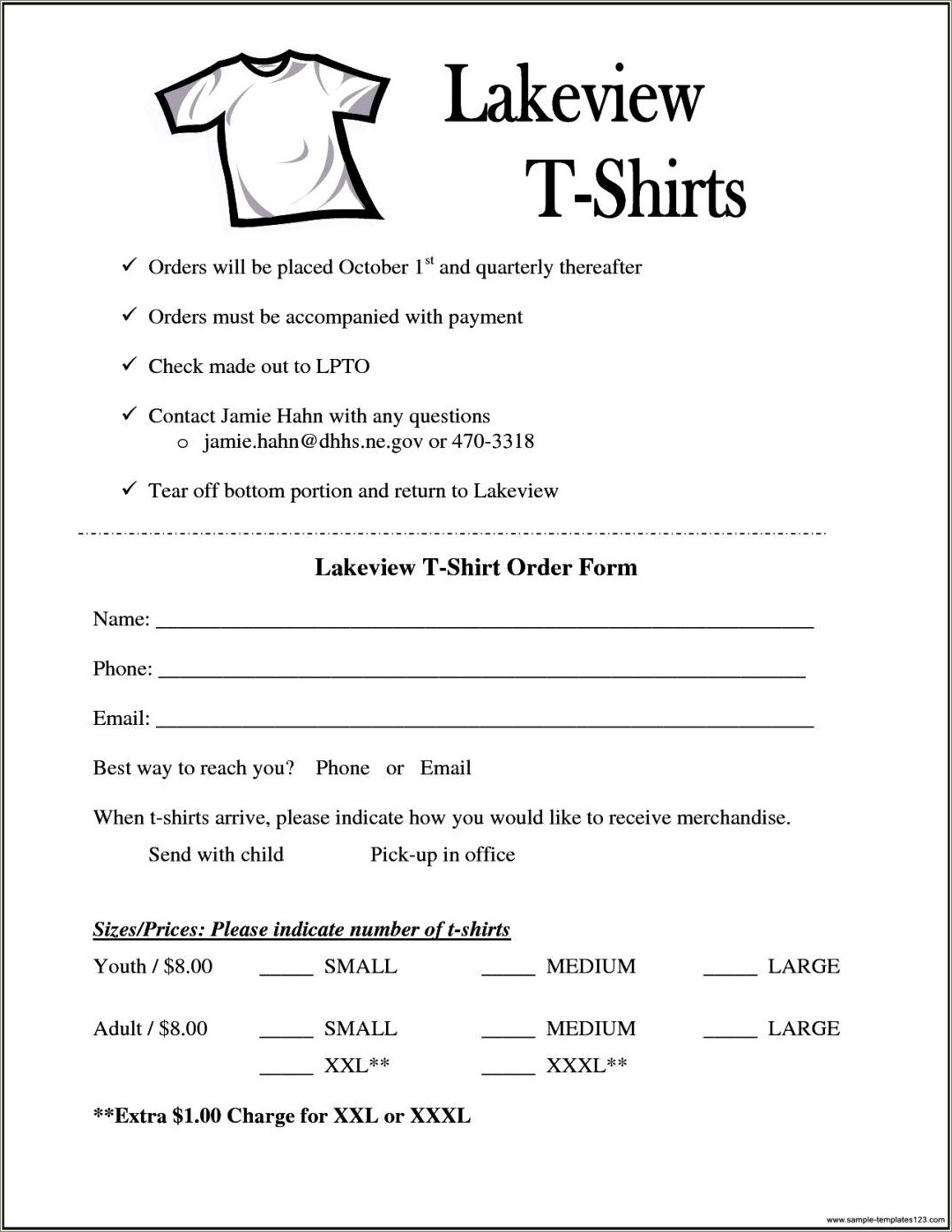 Free T Shirt Order Form Template Microsoft Word