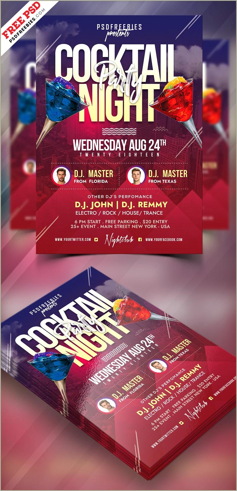 Free Tea And Cocktail Party Flyer Psd Template
