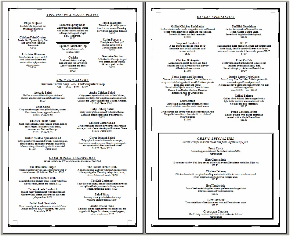 Free Template Downloads For Take Out Menus