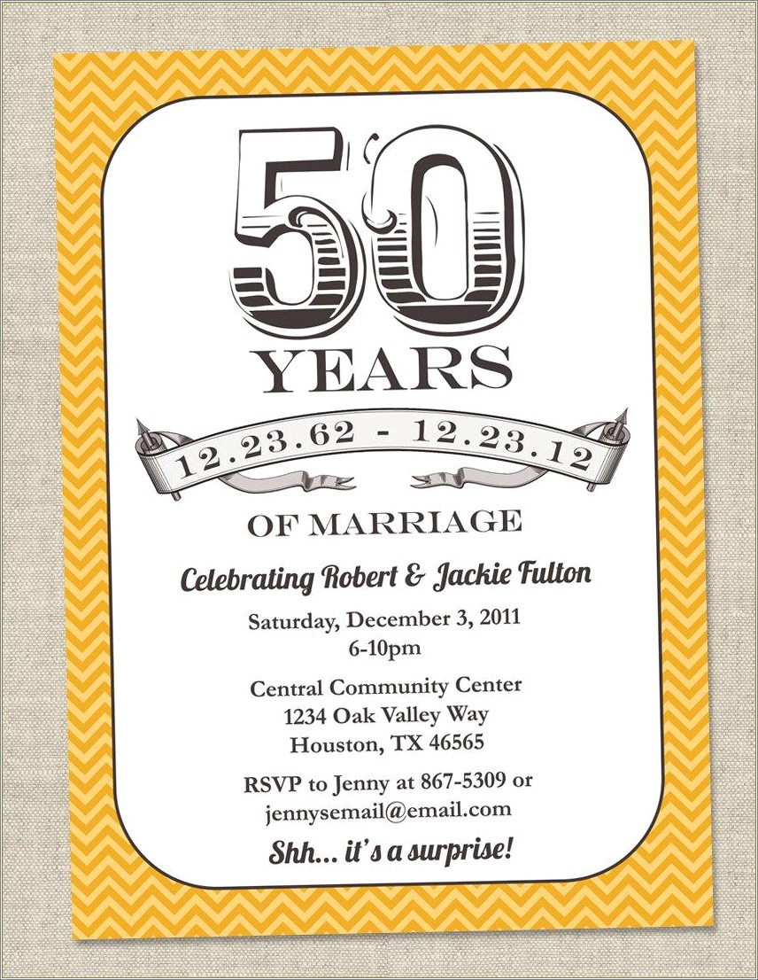 Free Template For 50th Wedding Anniversary Invitation