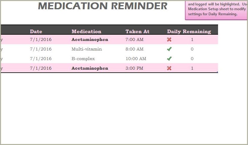 Free Template For A Daily Medication Reminder Printable