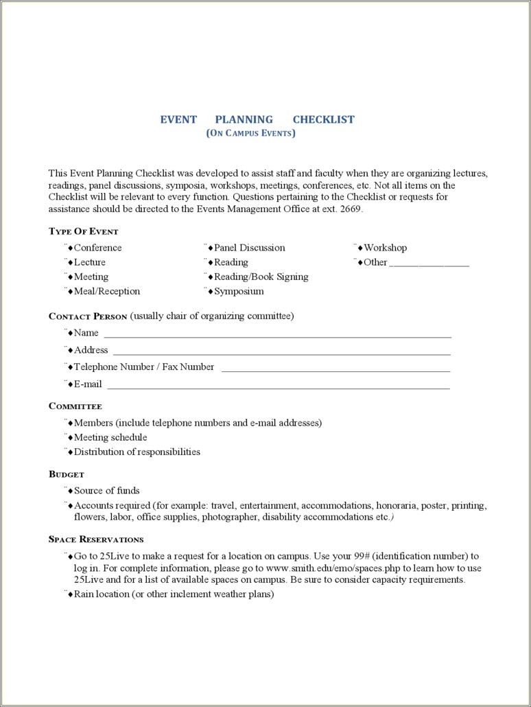 Free Template For An Event Planning Checklist