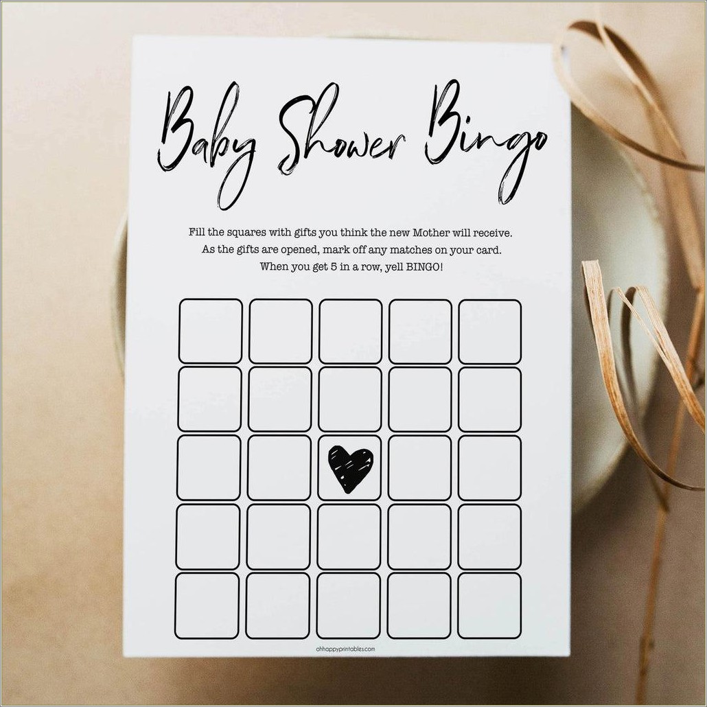 Free Template For Baby Bingo Shower Game