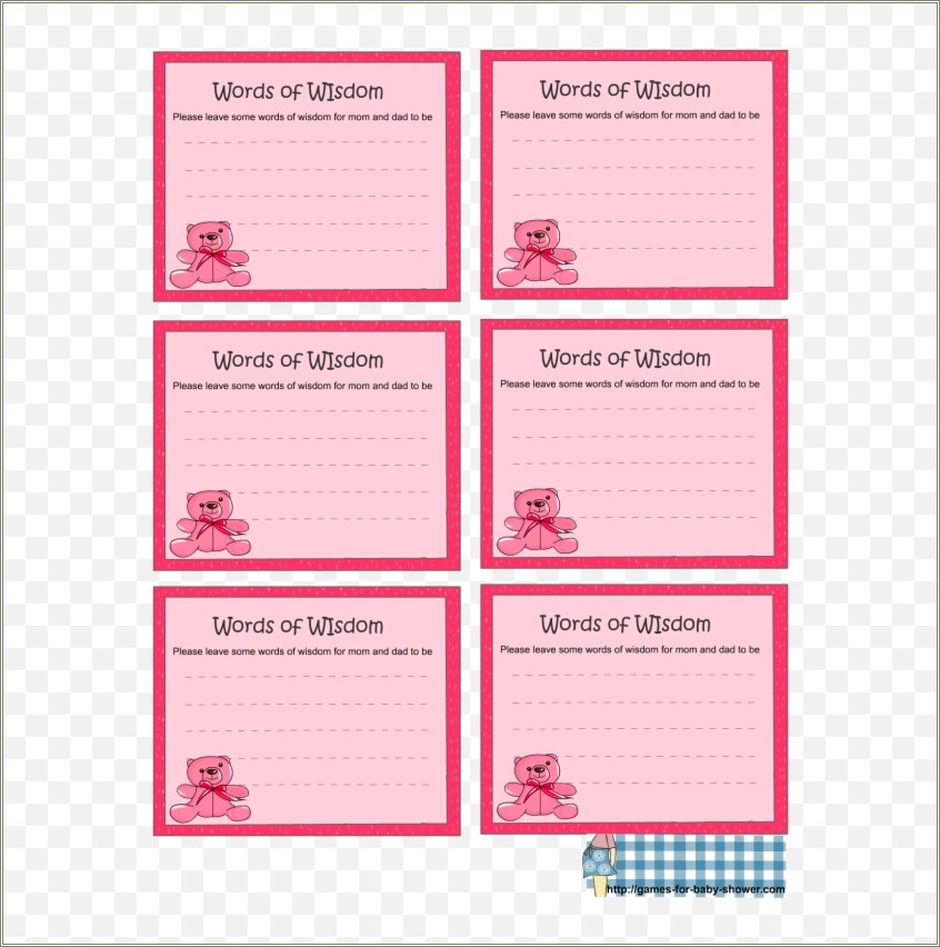 Free Template For Baby Shower Advice Cards