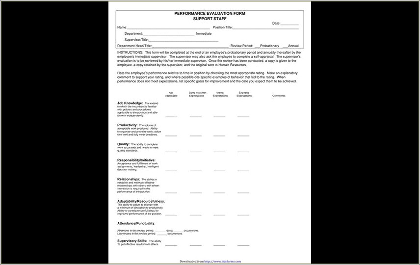 Free Template For Intitial Emplyee Evaluation Form