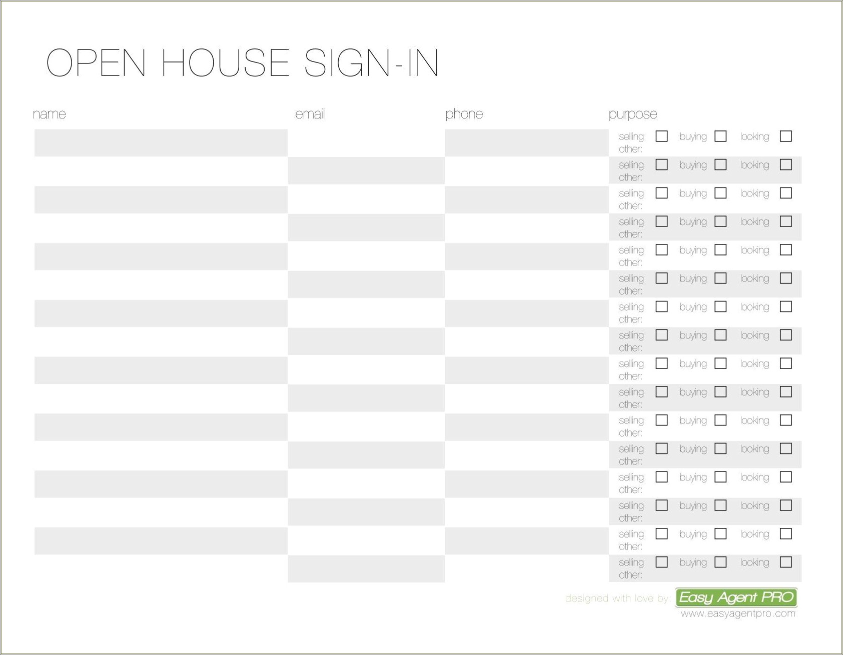 Free Template For Open House Sign In Sheet
