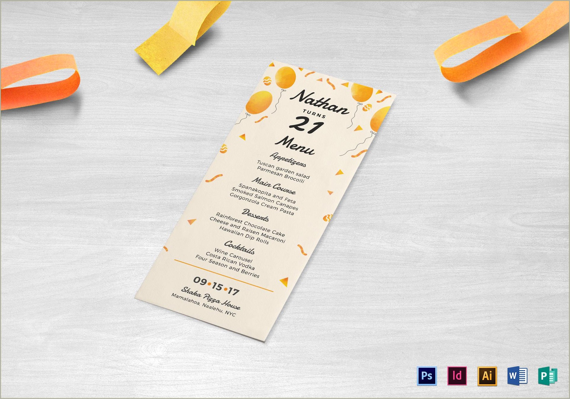 Free Template For Program And Menu Birthday Party