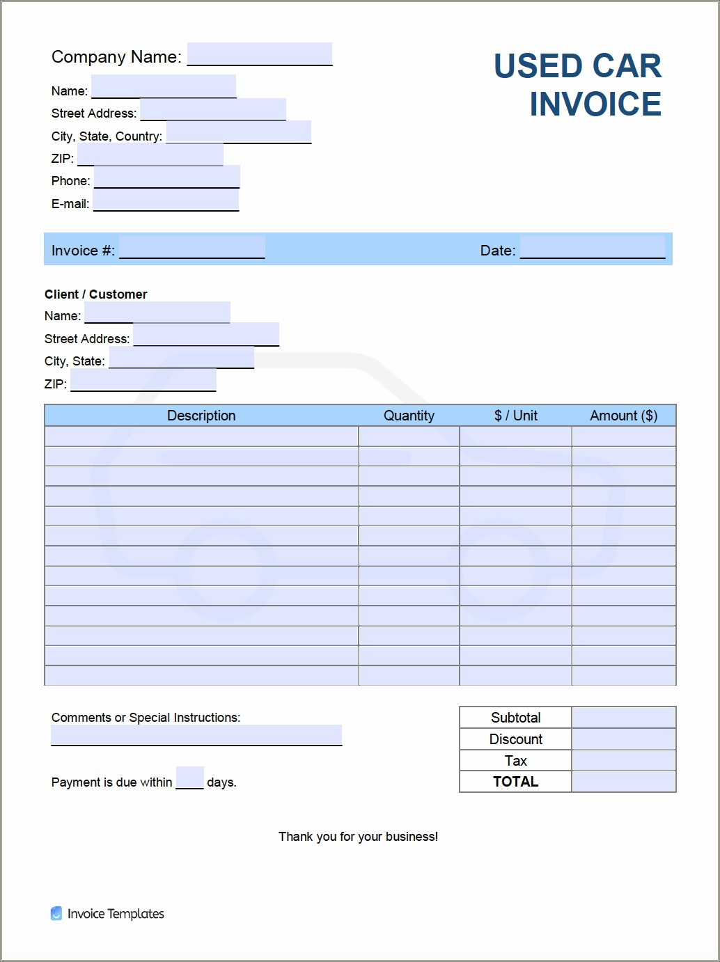 Free Template For Used Car Bill Of Sale