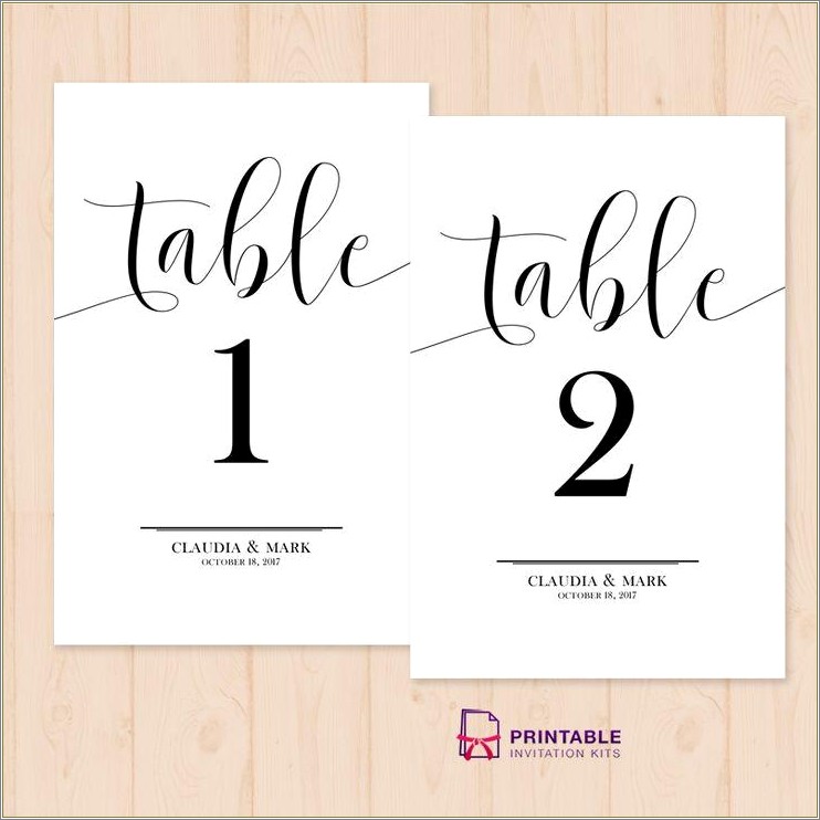 Free Template For Wedding Table Number Cards