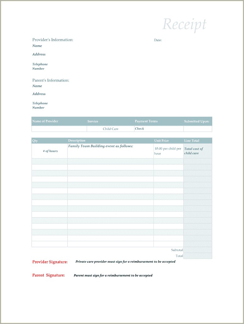 Free Template Invoice For Home Care Billing