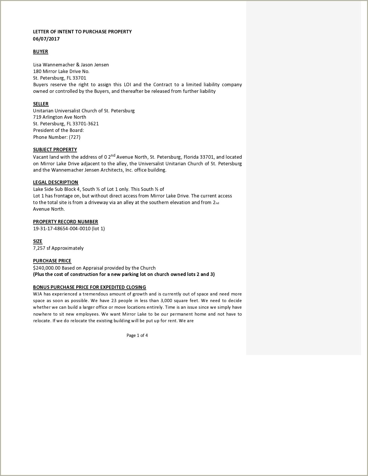 Free Template Land Development Letter Of Intent