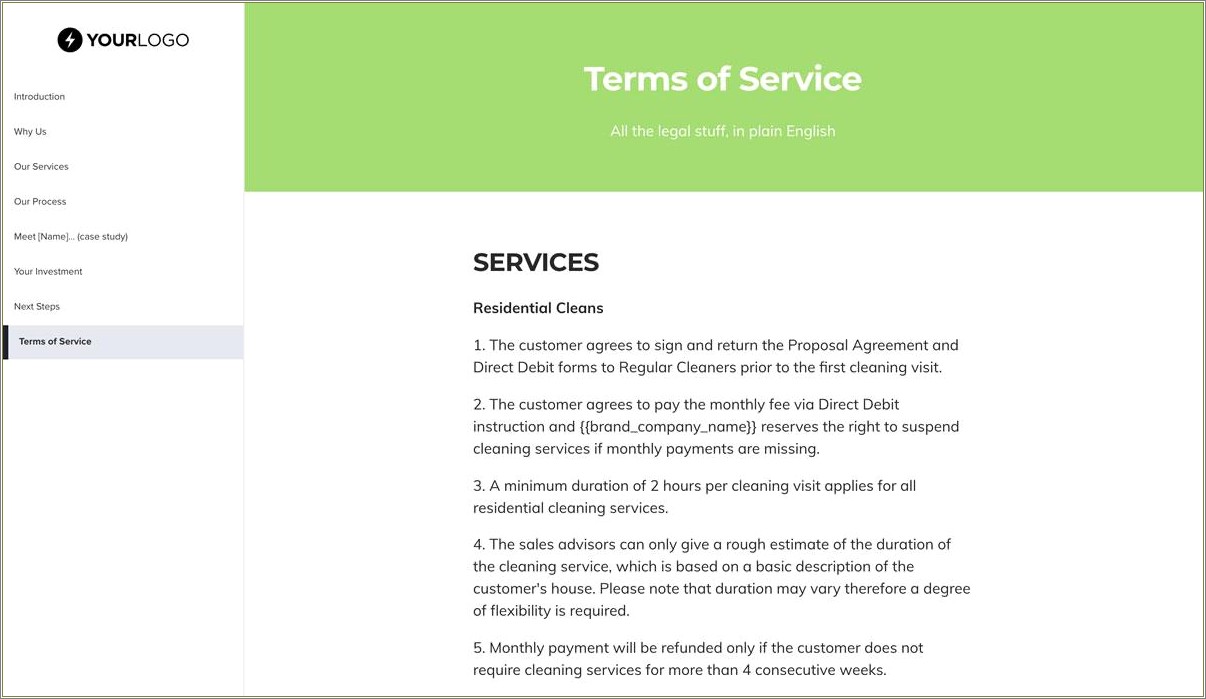 Free Template Of Professional Cleaning Service Proposal