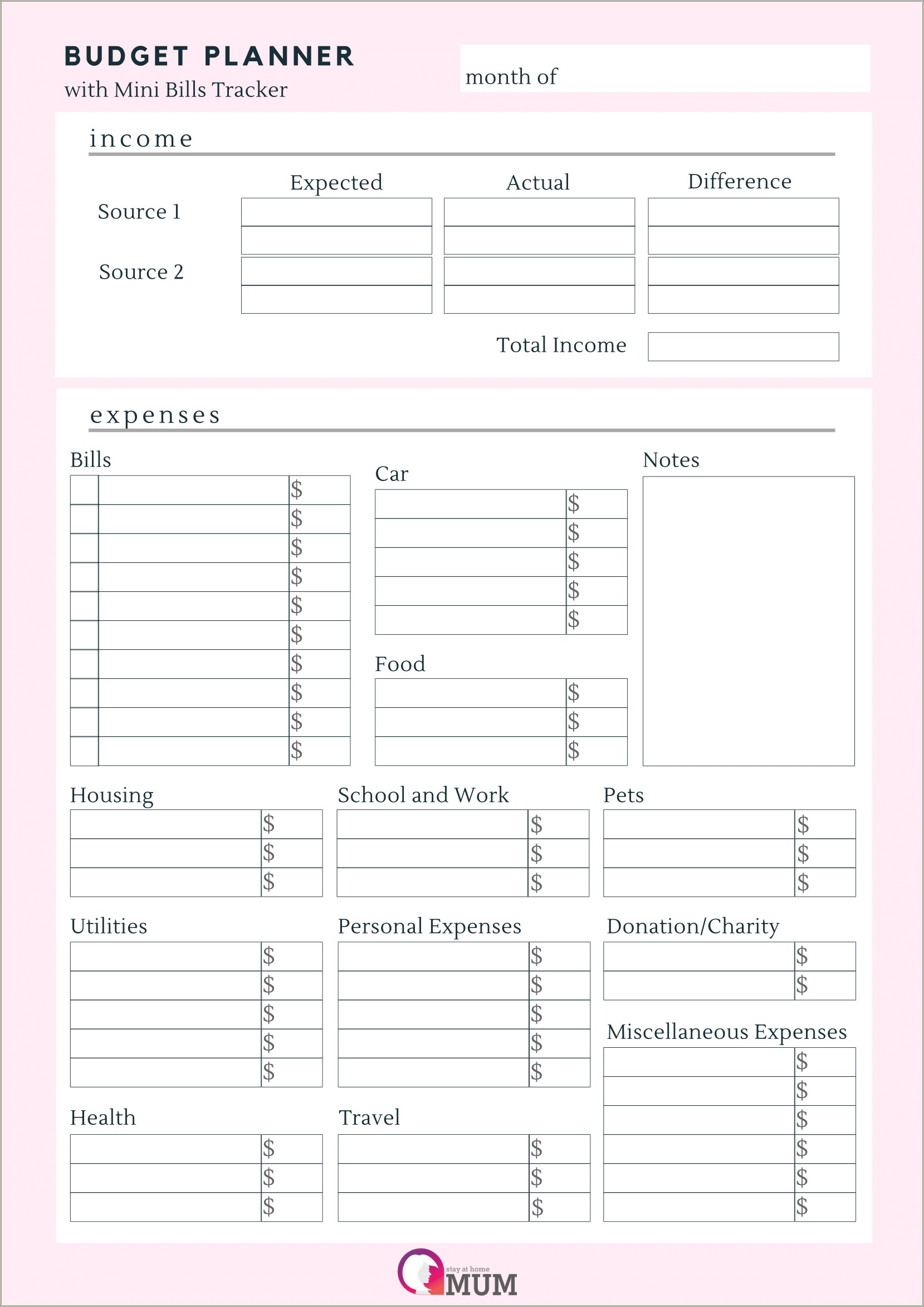Free Template To Keep Track Of Bills