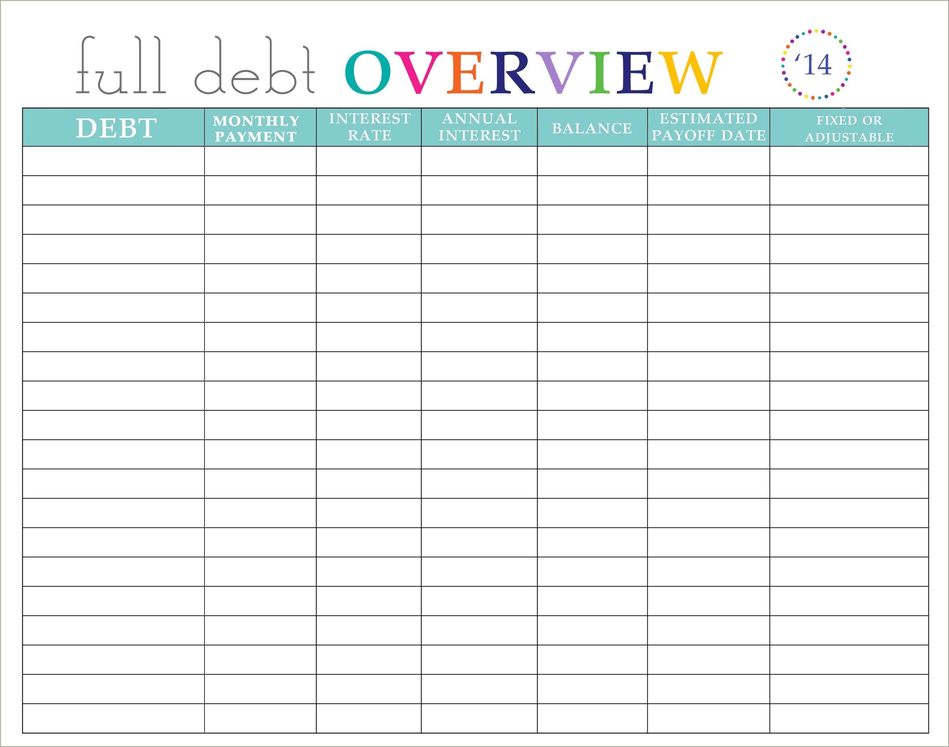 Free Template To Keep Track Of Debt