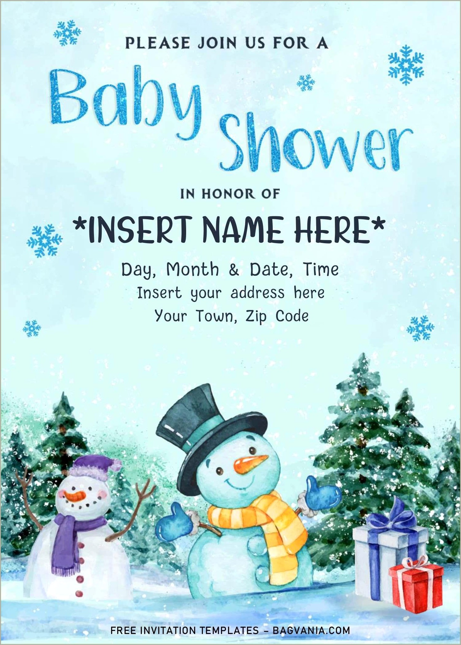 Free Templates For Addresses For Baby Showers