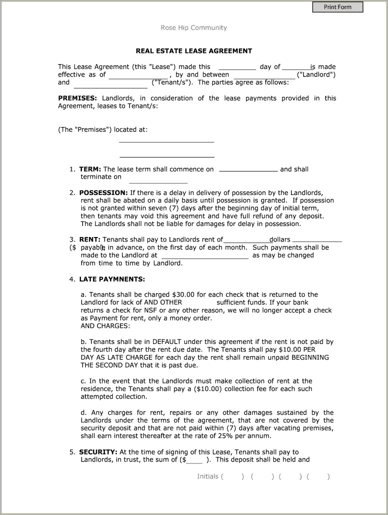Free Templates For Landlord Tenant Rental Agreement
