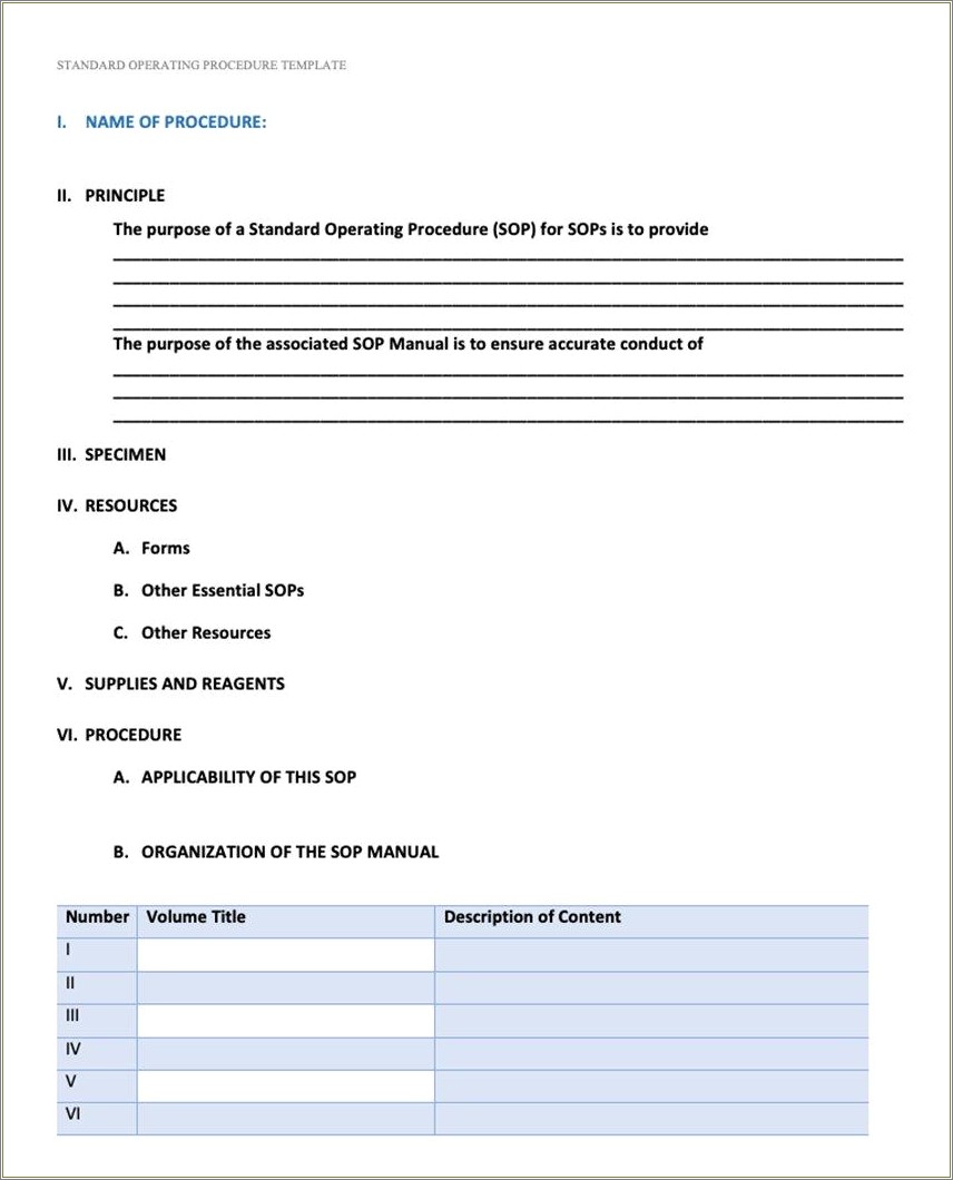 Free Templates For Writing Standard Operating Procedures