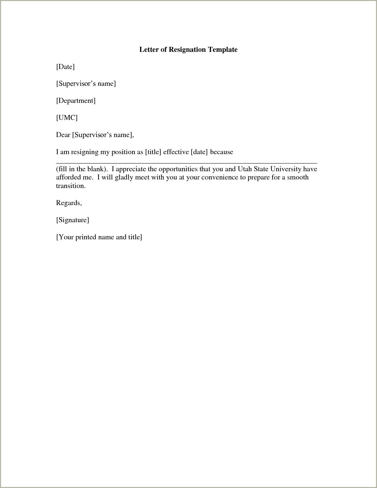 Free Templates Letter Of Resignation Open Office