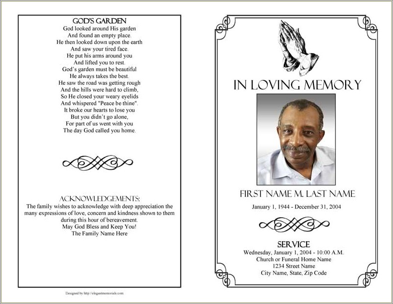 Free Templates Of Funeral Programs To Download