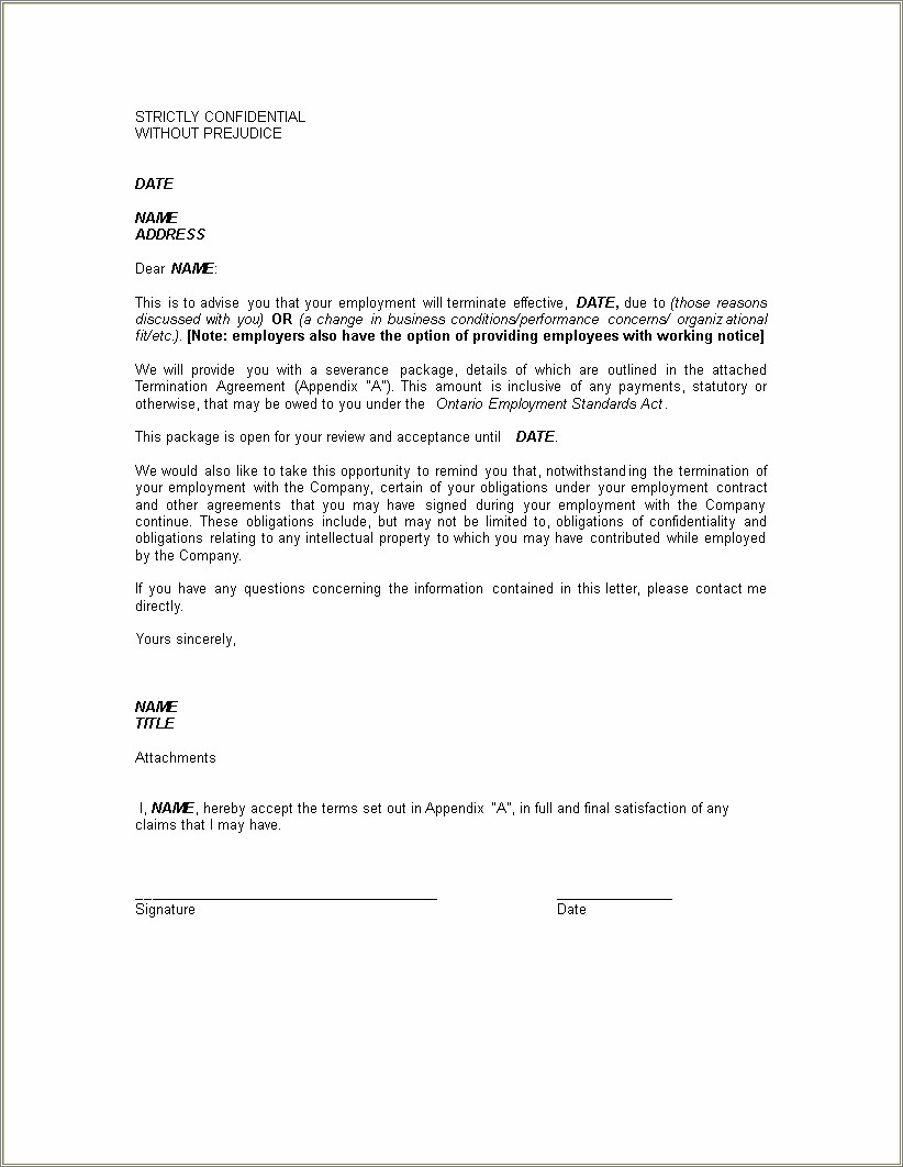Free Templates Of Notice Of Employment Termination