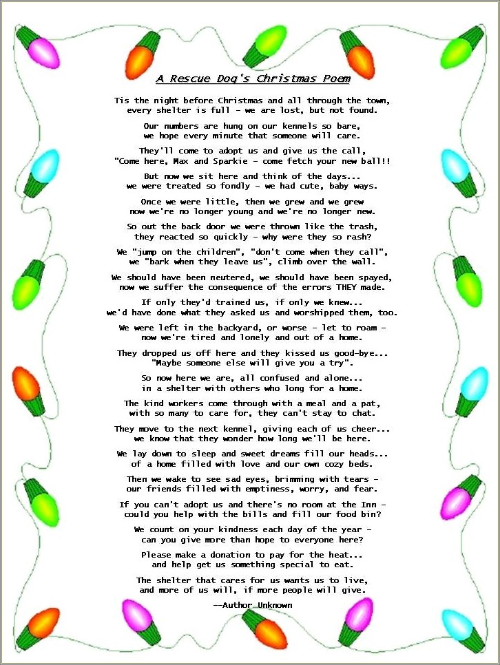 Free Templates Of Short Heartfelt Christmas Poem