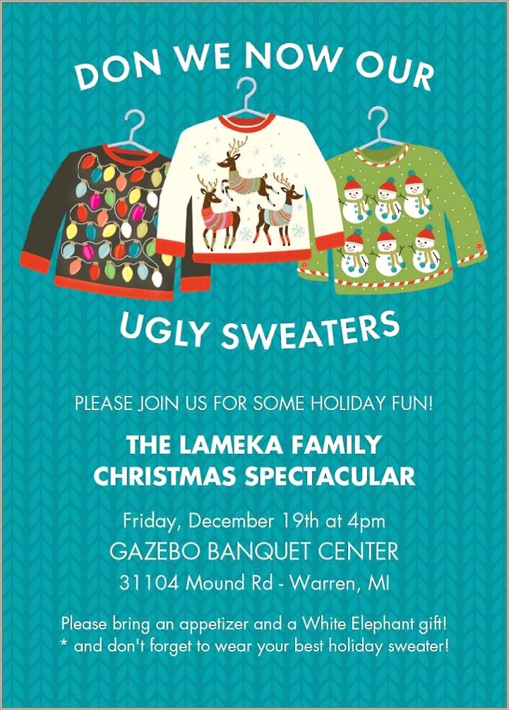 Free Ugly Holiday Sweater Party Invitation Template