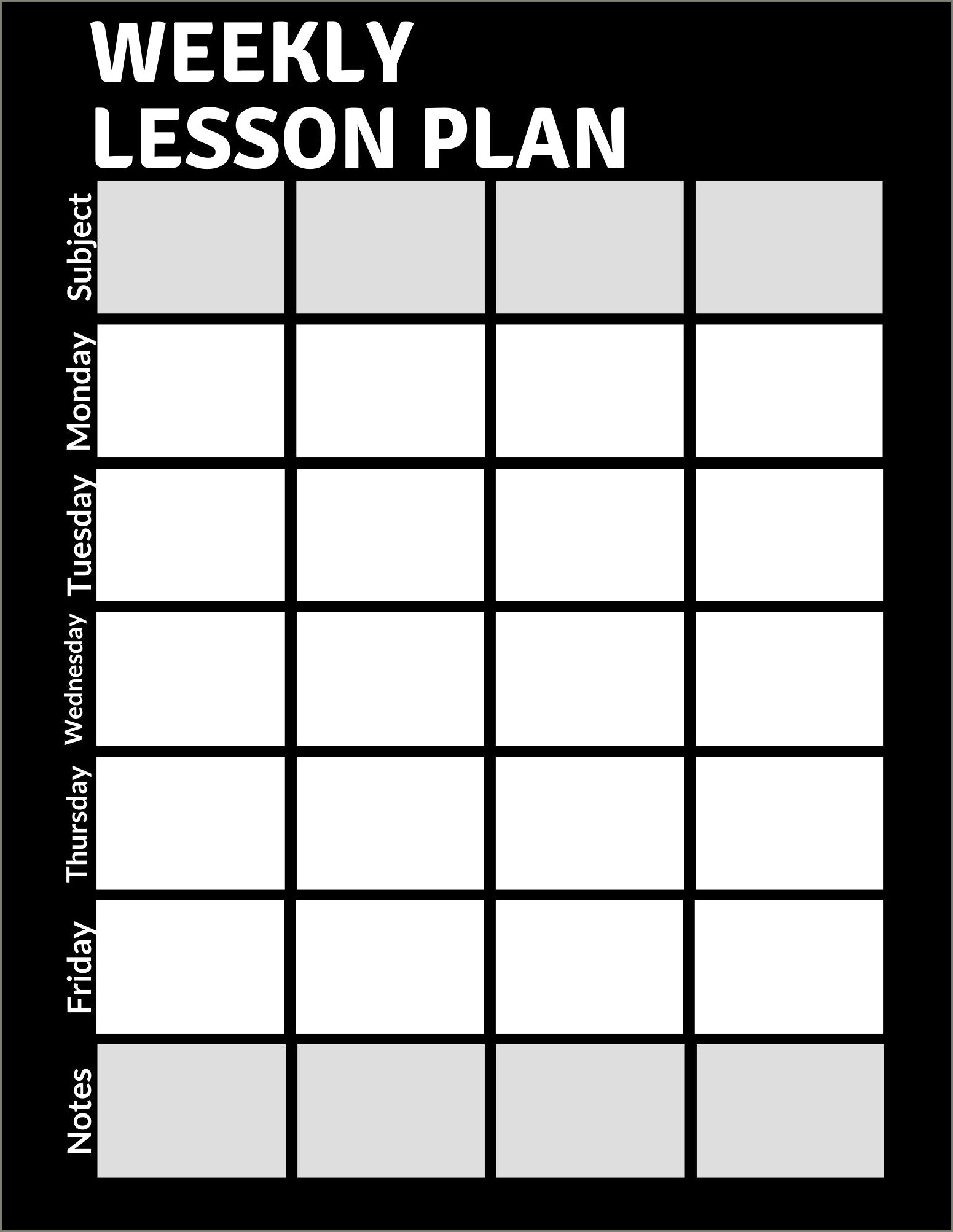 Free Weekly Lesson Plan Template Middle School